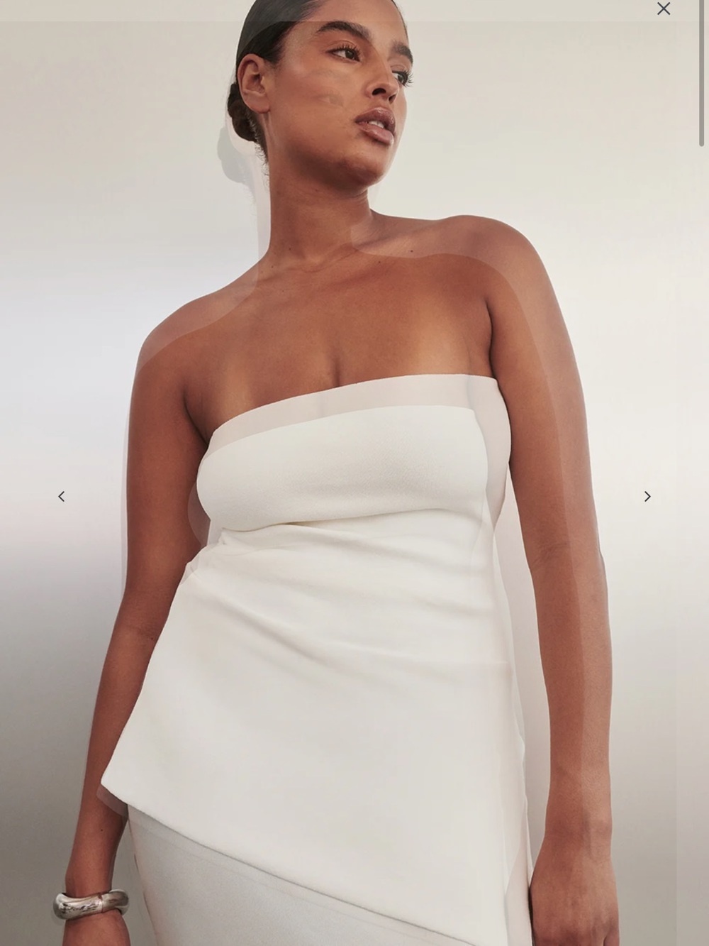 DISSH Strapless White Asymmetric Dress